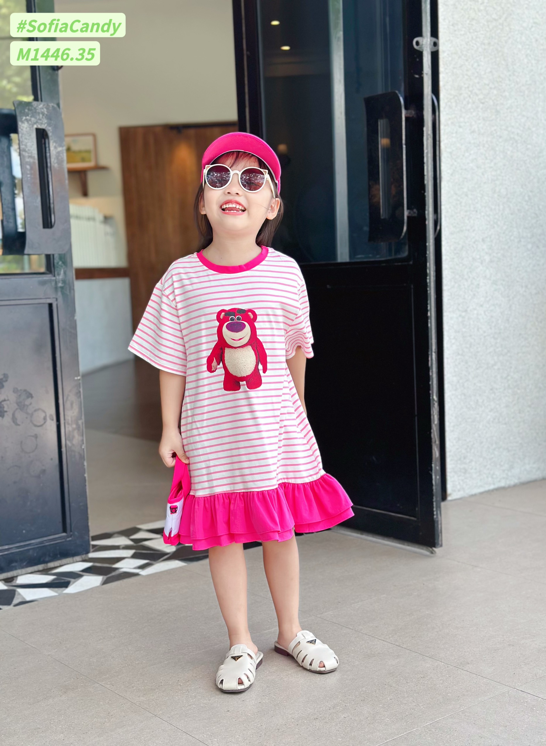[NEW ARRIVAL] ĐẦM BÉ GÁI KẺ SỌC GẤU DÂU CUTE