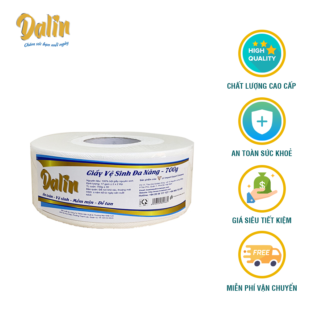 [COMBO NHÀ HÀNG, KHÁCH SẠN, QUÁN ĂN, CAFE CAO CẤP] - 4 GIẤY VỆ SINH CUỘN LỚN CAO CẤP 700G DALIN