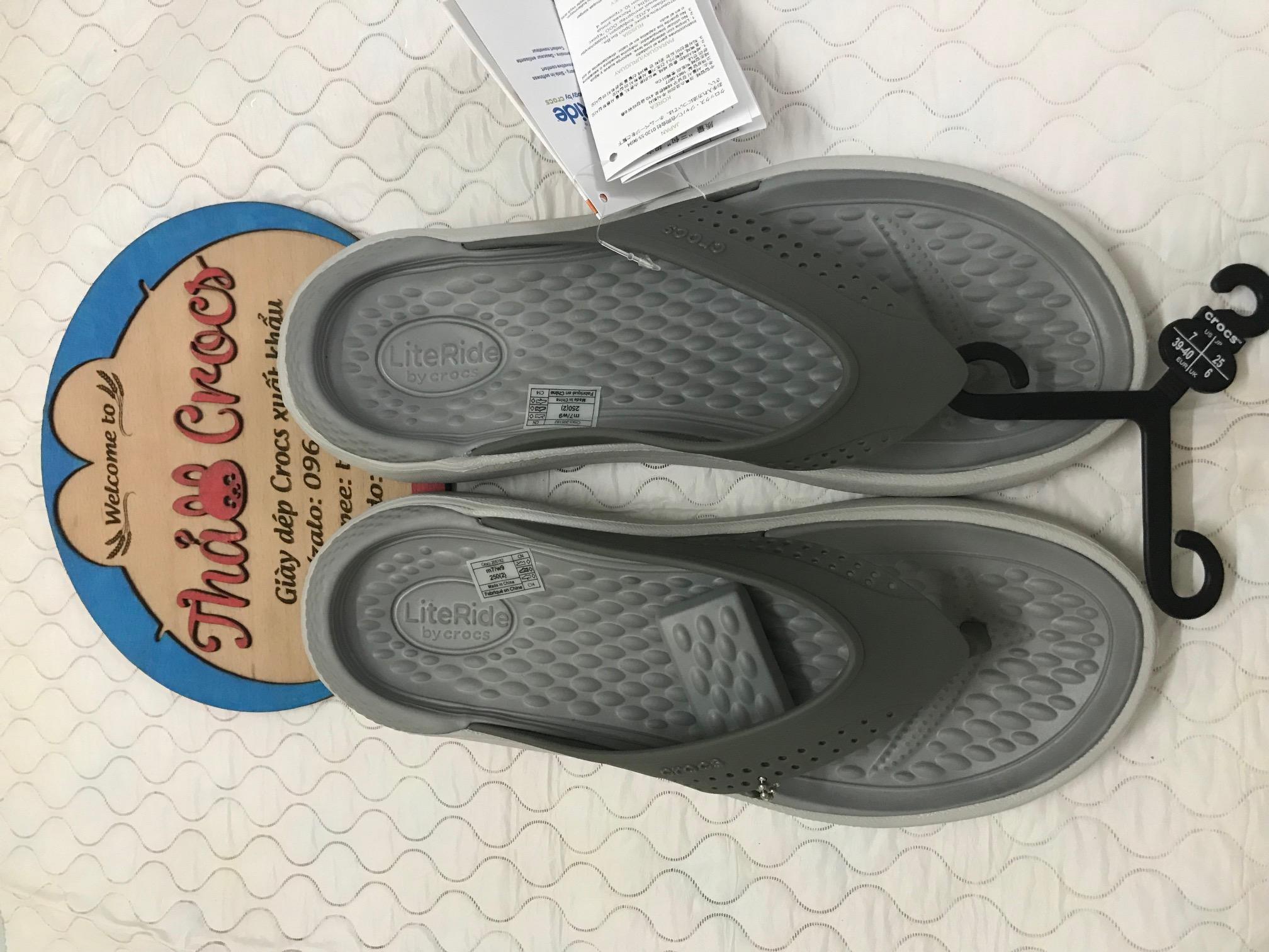 Dép xỏ ngón Crocs LiteRide siêu êm (Xám/Xám)