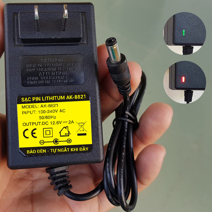 Nguồn Adapter, Sạc Pin Lithium AK-8821 12.6V-2A