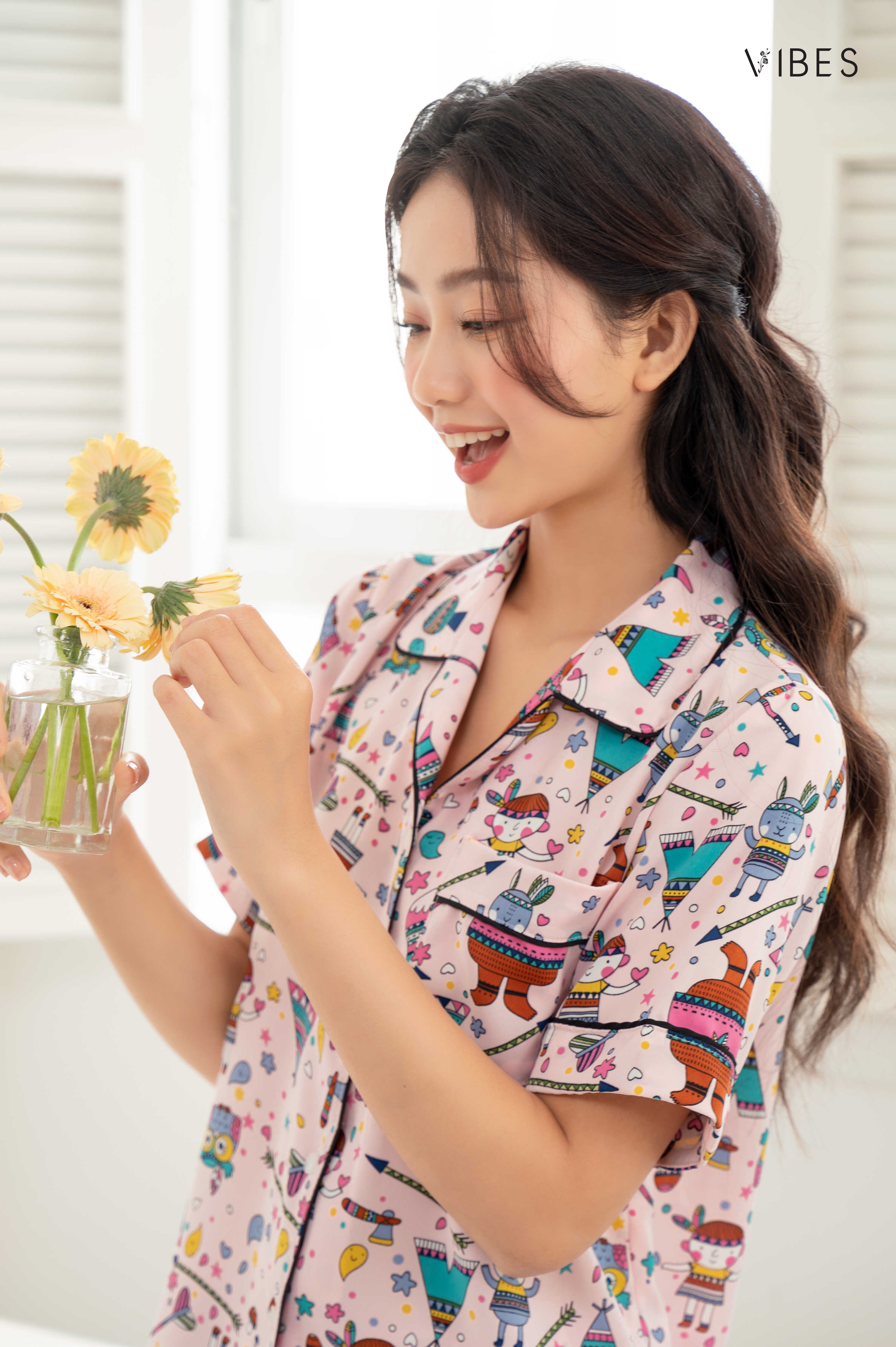 VIBES Đồ Bộ Pijama Ngắn Owl Pink Py Set