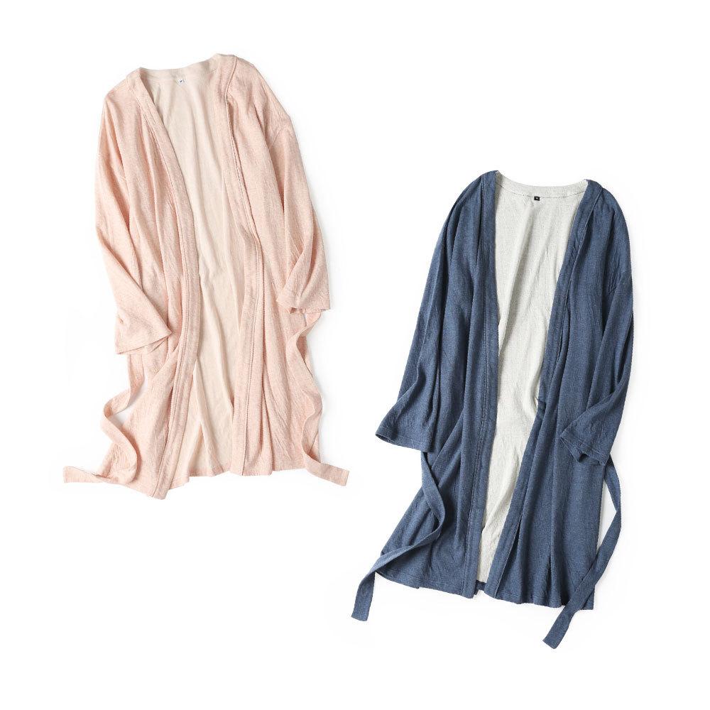 Hai Lớp Bông Dệt Kim Áo Choàng Tắm Nam Giới Và Phụ Nữ Cặp Đôi Đồ Ngủ 100% Cotton Áo Ngủ Bông Thiên Trúc Vải