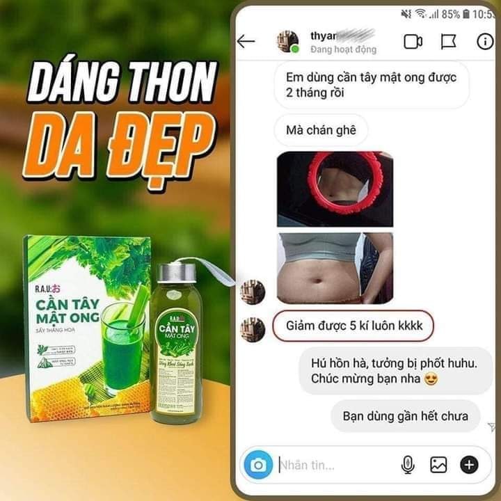 cần tây mật ong giảm cân (hộp 14 gói, mua 3 hộp tặng 1 bình )