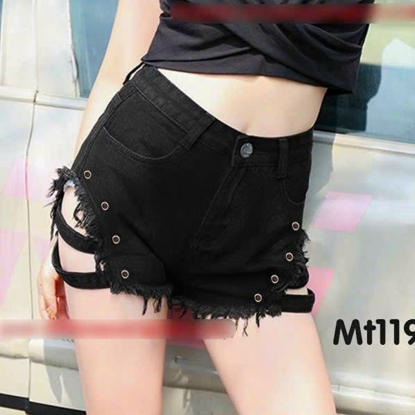 Quần short kaki ngắn kiểu đóng nút hai bên 3 size s m l, quần short đùi kaki nữ rách bên hông đính đai khoen hai bên đùi ôm gọn