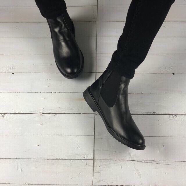 Giày Boots cổ cao, boots chelsea da bò trơn