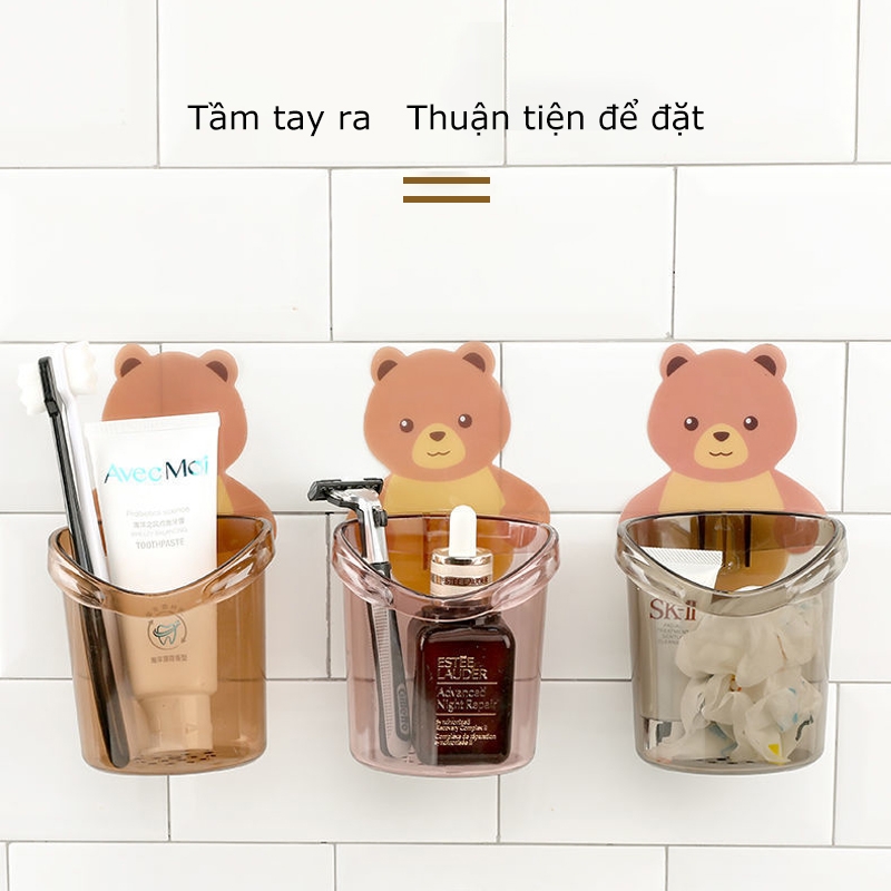 Brown bear toothpaste cup bear wall stickers toothbrush cup cover