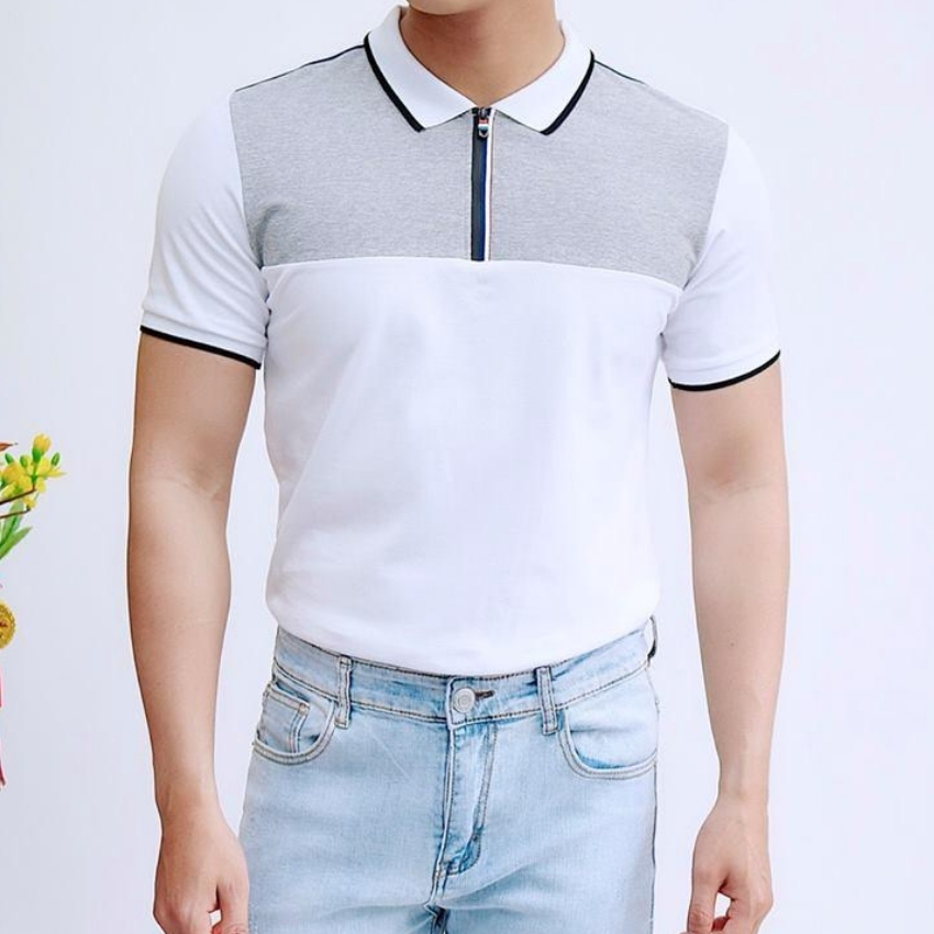 Áo thun nam ngắn tay có cổ phối dây kéo cổ  DK001 thời trang PONIVALAZA cao cấp Chất vải co giãn mịn mát và thấm hút mồ hôi tốt