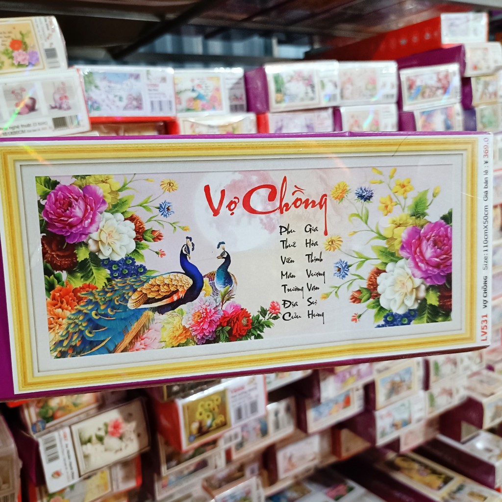 Tranh Đính Đá Vợi Chồng  LV333  KT112x52cm