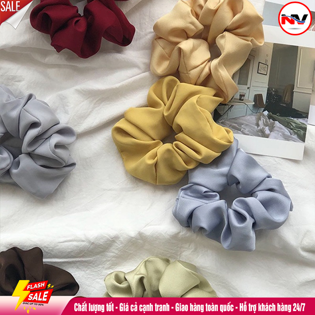 Dây buộc tóc scunchies vải phi bóng hàn quốc cho nữ
