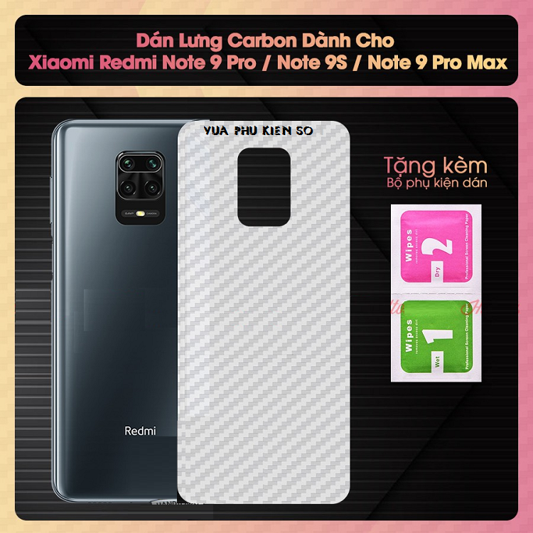 Miếng dán kết cấu sợi carbon 3D bảo vệ mặt sau điện thoại cho Xiaomi Redmi Note 9 / Redmi Note 9S / Redmi Note 9 Pro / Redmi Note 9 Pro Max Chống Bám Vân Tay