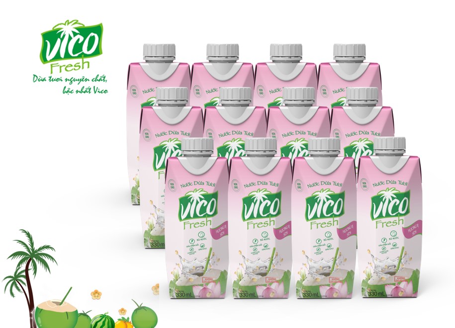 Thùng 8 hộp 330 ml Nước dừa sen Vico Fresh