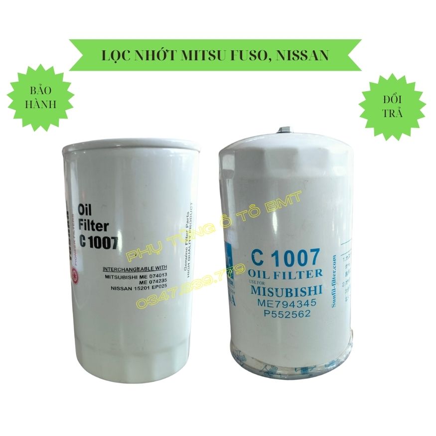 Xả kho_ lọc nhớt xe tải mitsubishi fuso 8 tấn, 6d16, hino, isuzu, nisan. mã lọc: c-1007, c1316