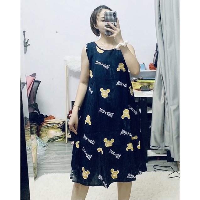 Váy lanh bầu dáng suông, mặc nhà Mùa HÈ