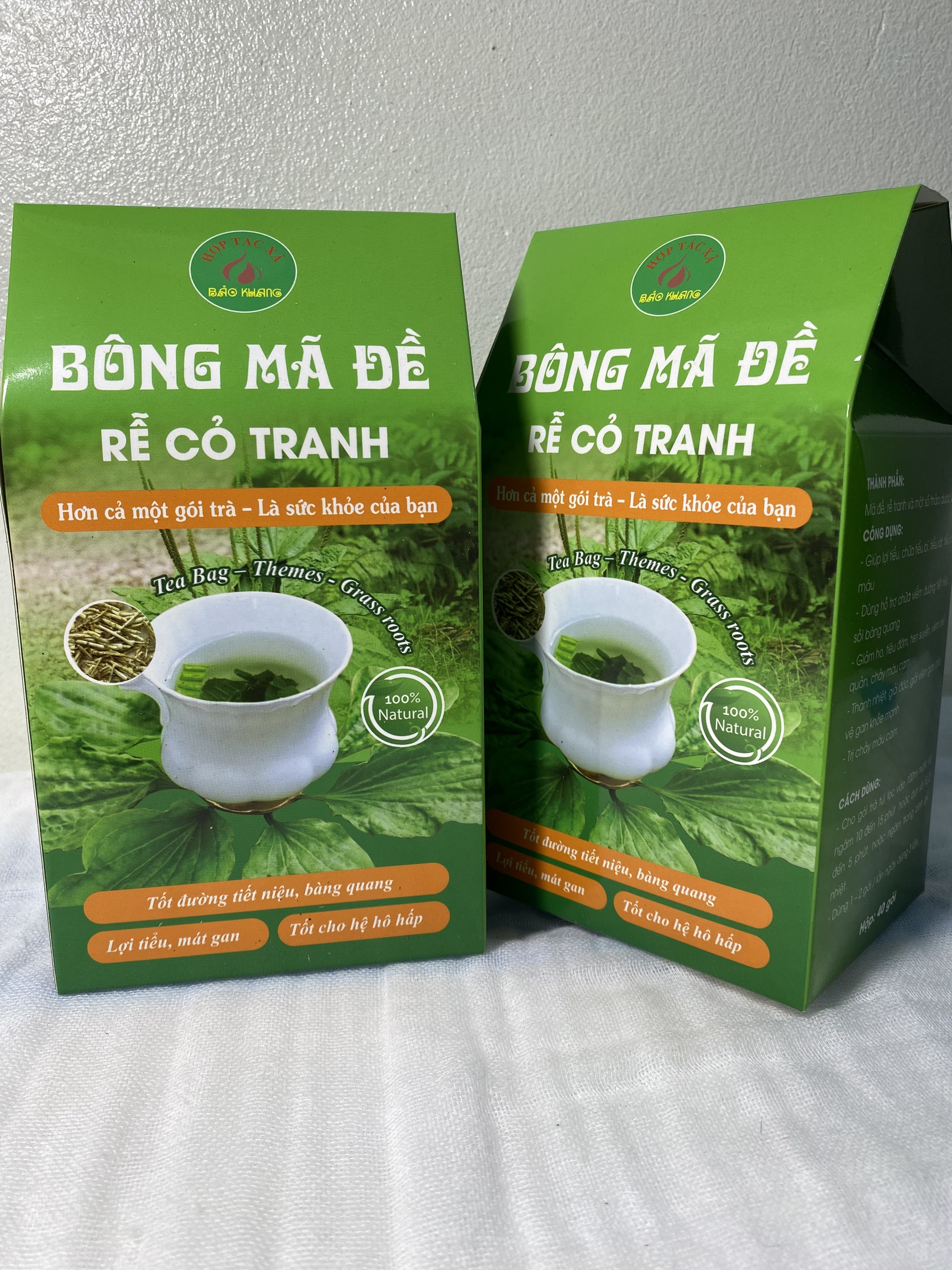 4 hộp trà túi lọc bông mã đề Bảo Khang, 160 gói trà cây bông mã đề, rễ cỏ tranh, tiểu buốt, tiểu dắt, tiêu đờm, thanh nhiệt