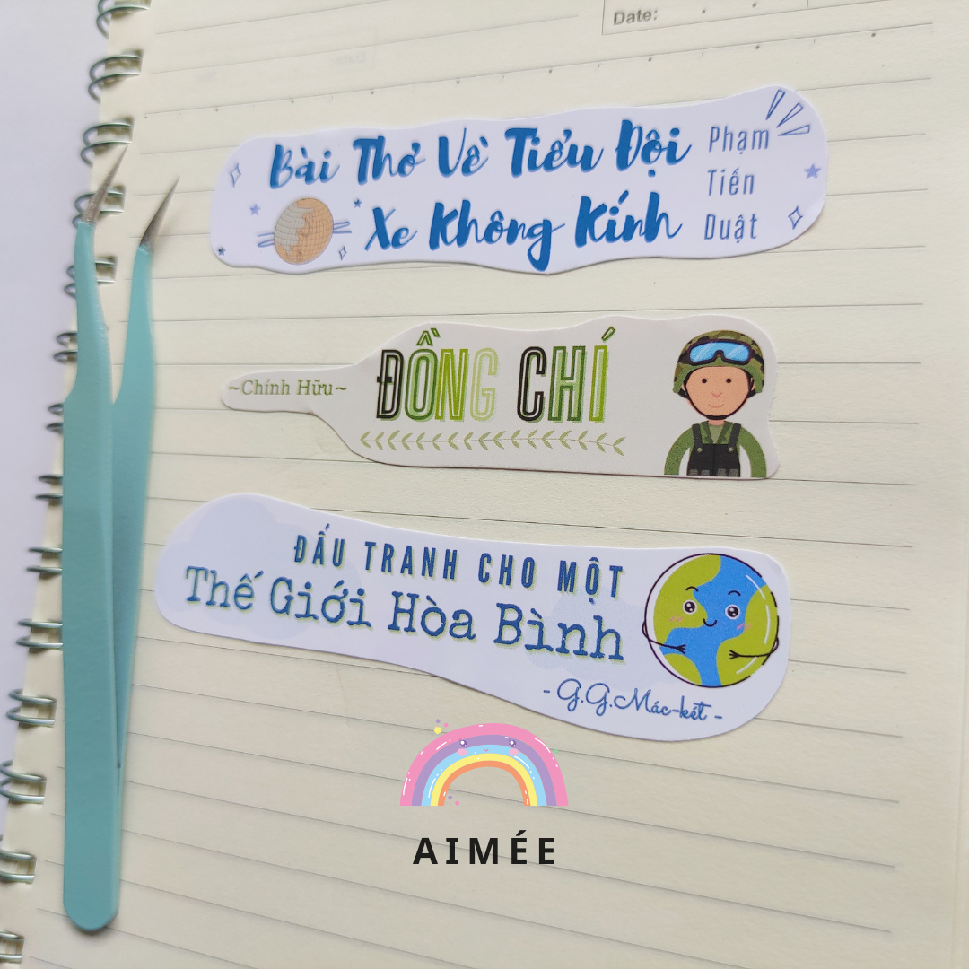 Sticker ngữ văn 9, tiêu đề văn học 9 ( Set 5 tấm sticker) | AIMÉE