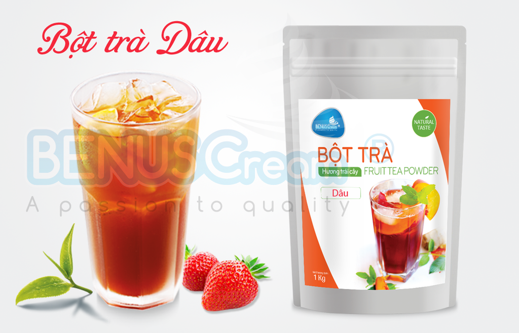 Bột Trà Hòa Tan BENUSCream - Vị Dâu