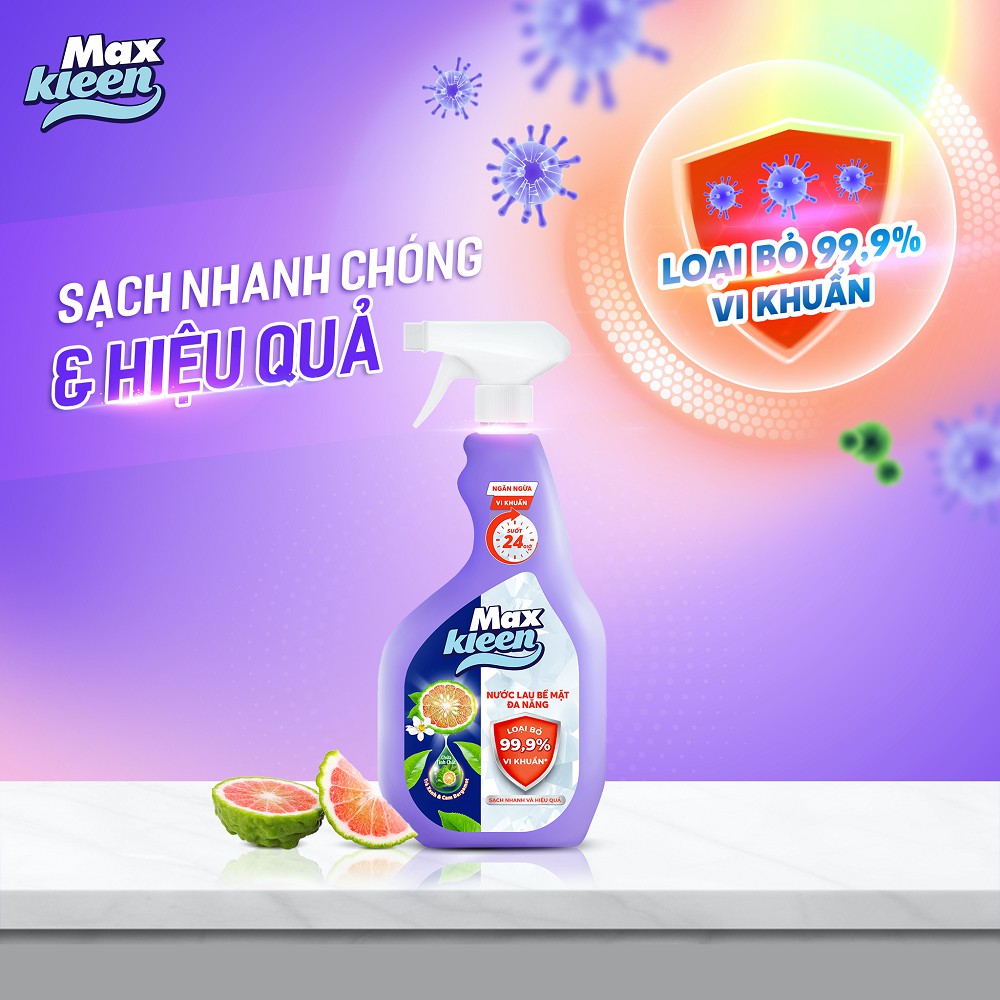 Combo 2 Chai Nước lau bề mặt đa năng MAXKLEEN 520ml