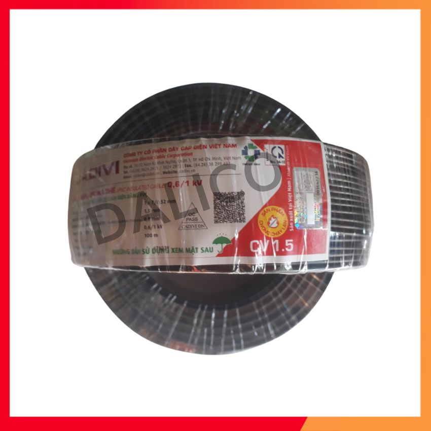[ Cadivi] dây đơn 1.5/ 2.5/3.5/ 4.0 màu đen ( cuộn 100M).