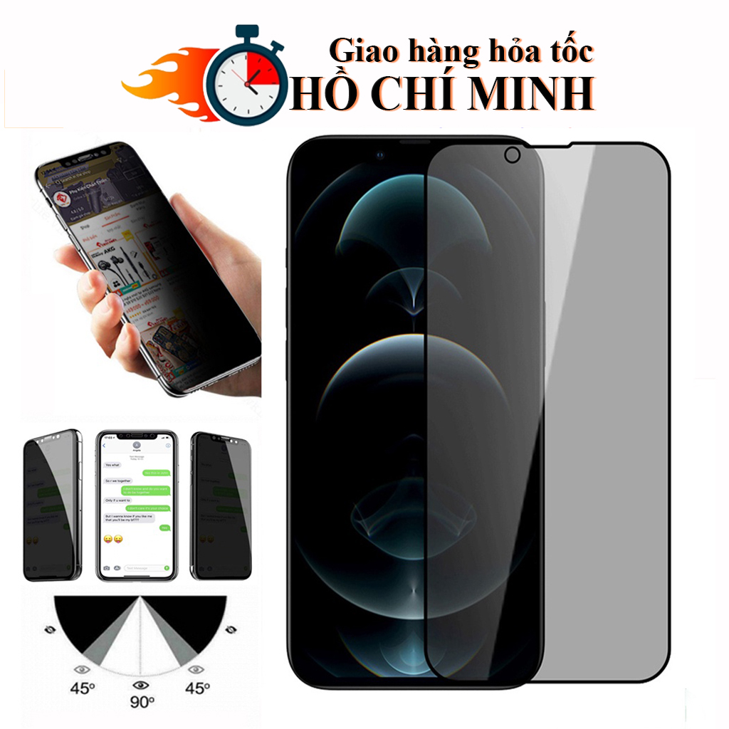Kính cường lực chống nhìn trộm iphone xs max 15 promax 14 Promax 7 Plus 8 Plus X Xs Xr 11 Pro max 12 Pro max 13 Pro max Full Màn hình [CNT]