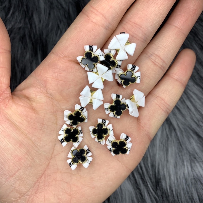 Hoa nơ charm ,hoa bột gắn móng trang trí nail