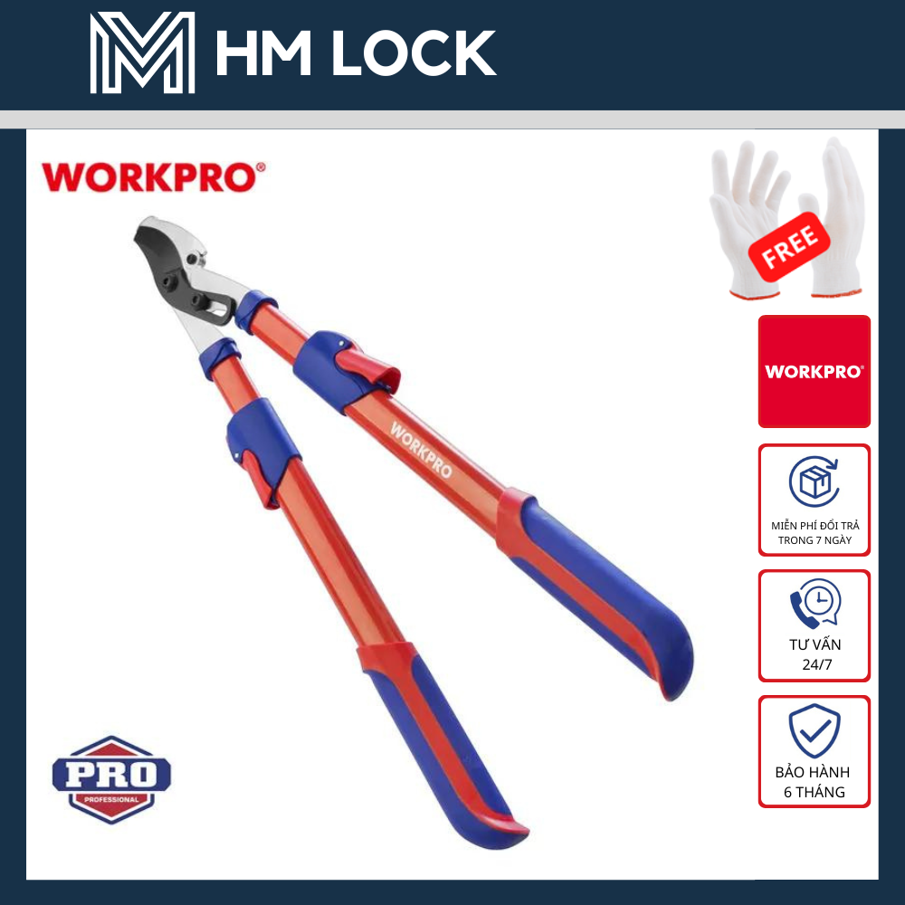Kéo cắt cành gấp gọn 655-910mm workpro - hàng chính hãng - wp332007