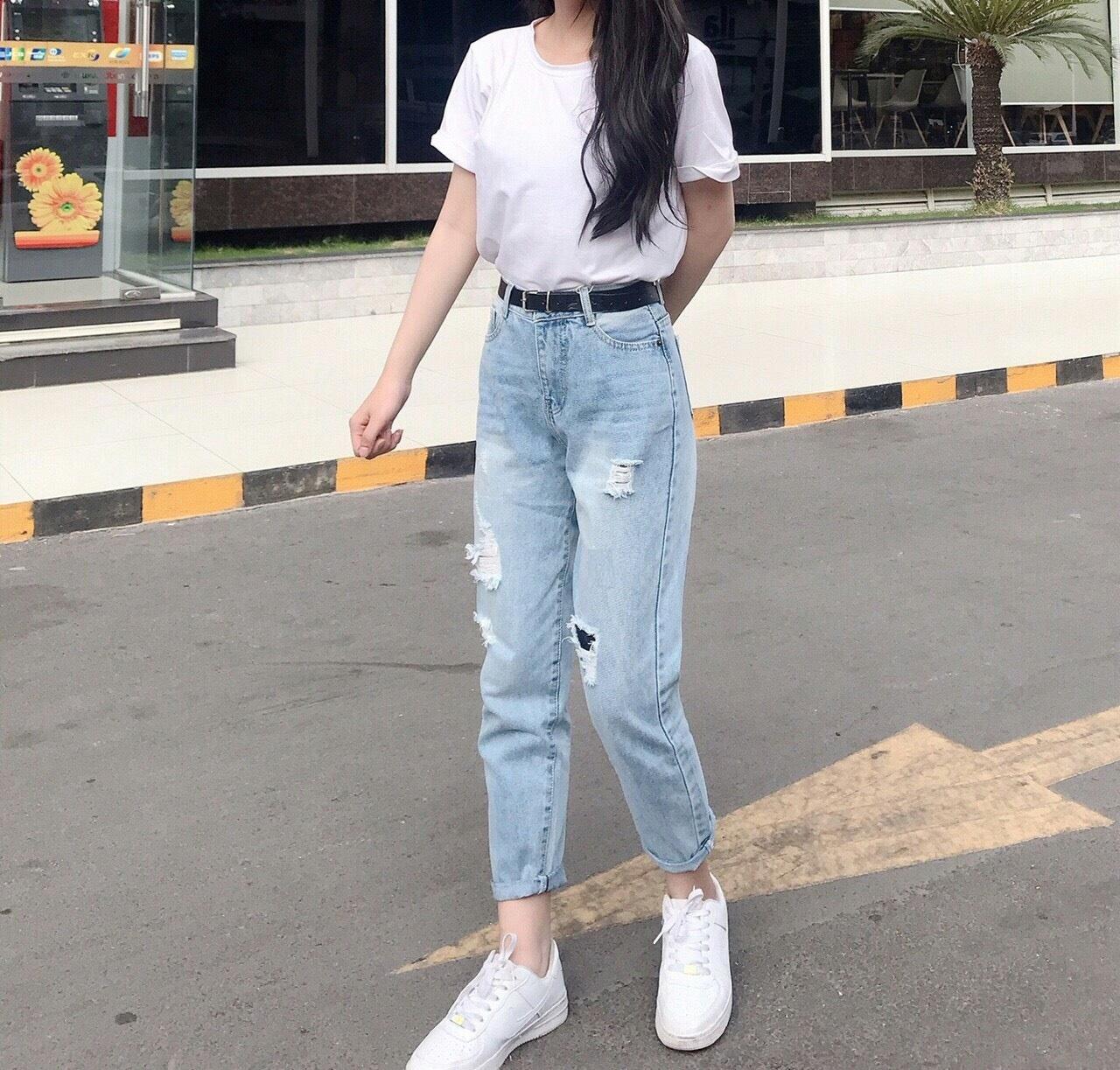 quần jean nữ dáng baggy ms1 10 ( ĐẮP 1 MIẾNG ĐEN )