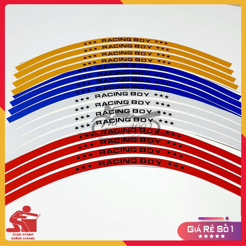 Tem (Decal) Phản Quang 3M Dán Vành Racing Boy (1 Bộ Đủ Dán 2 Mâm)