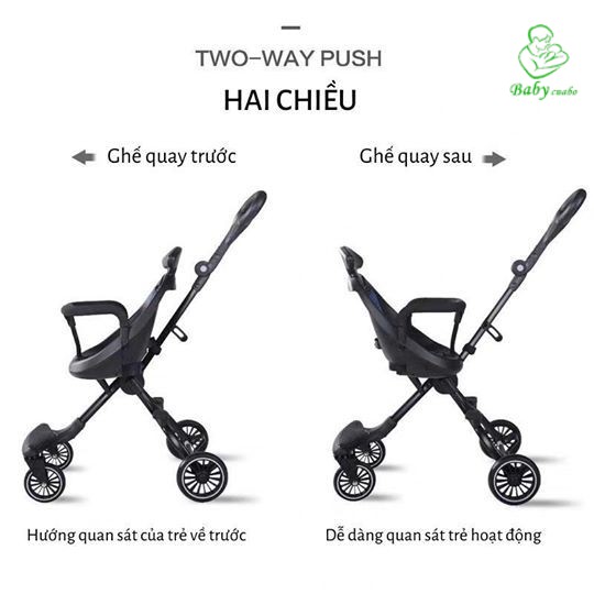 Xe đẩy BBH V3 -B Hàng Cao Cấp Có Mái Che
