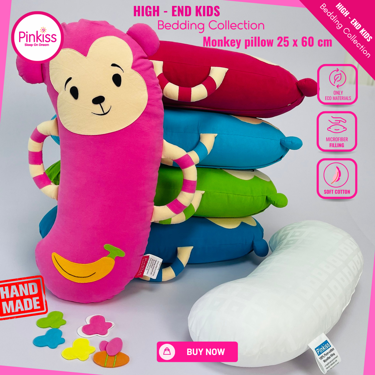 Gối ôm PINKISS khỉ 25x60cm