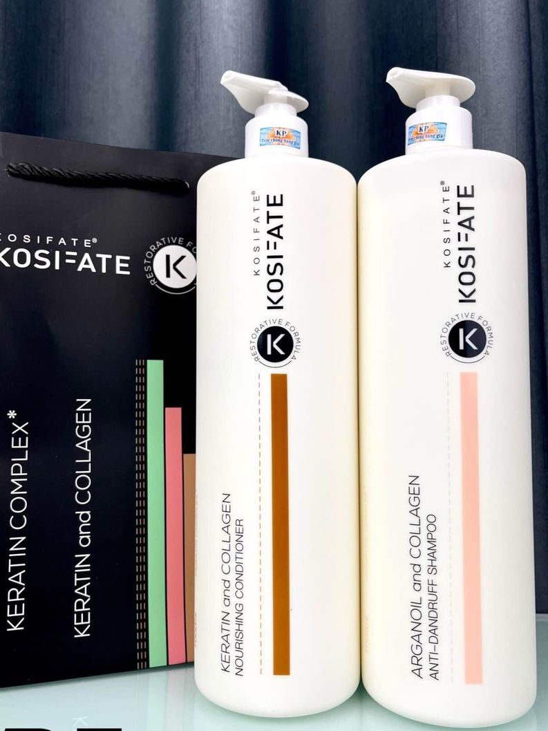Dầu gội cặp dầu gội xả dưỡng sinh Kosifate Keratin dầu gội collagen hỗ trợ mọc tóc giảm gãy rụng xơ rối 1000ml