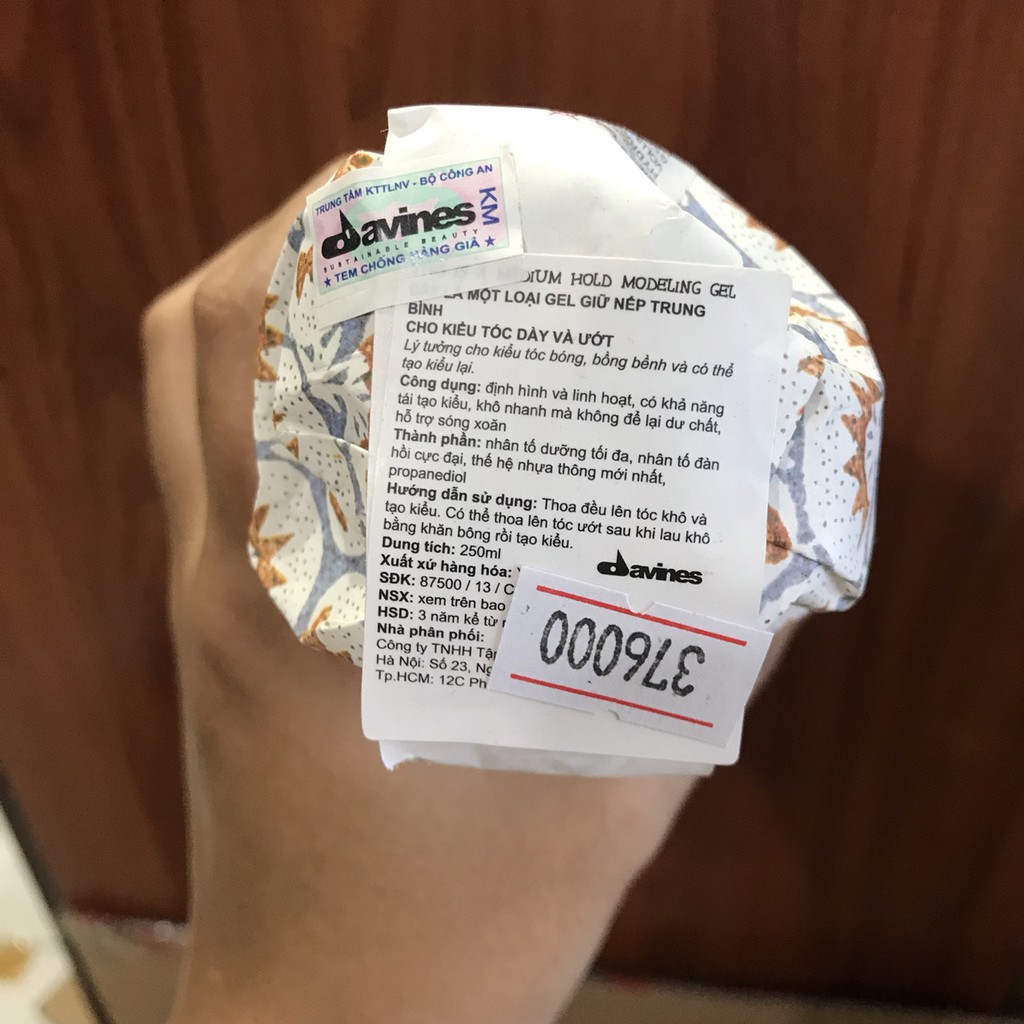 Gel Tạo Kiểu Tóc Davines Medium Hold Modeling Gel 250ml