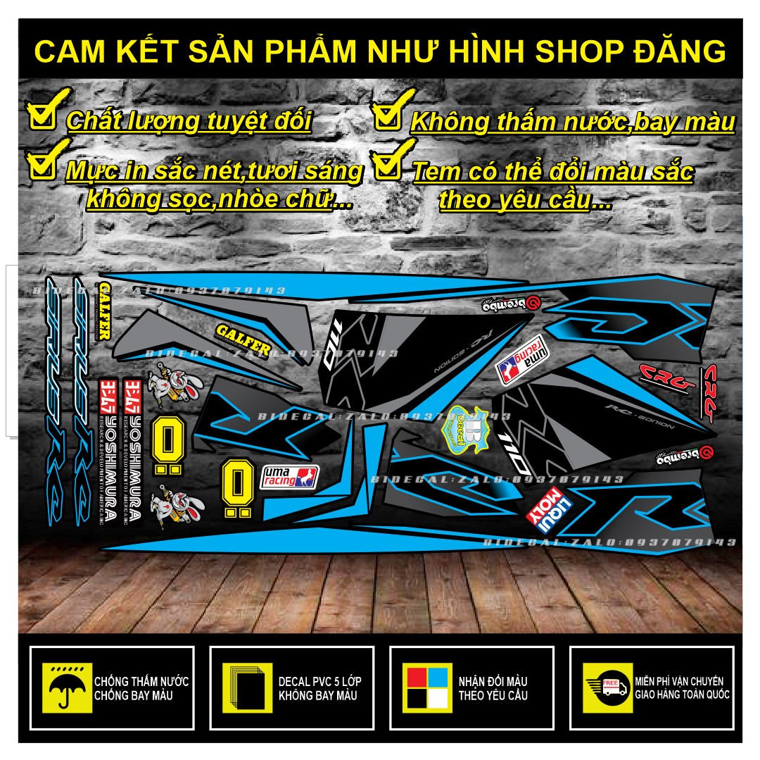 TEM RỜI SIRIUS MẪU RC ZIN PHỐI XANH ĐEN NHÁM