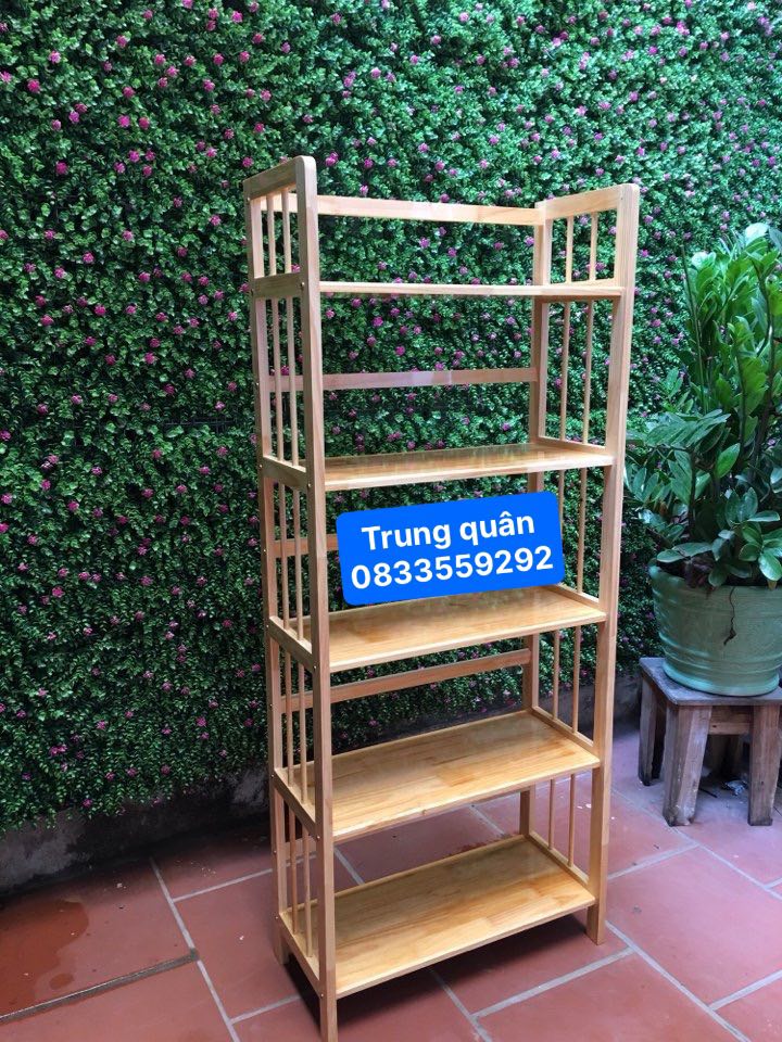 Kệ gỗ tự nhiên 5 tầng 50 cm