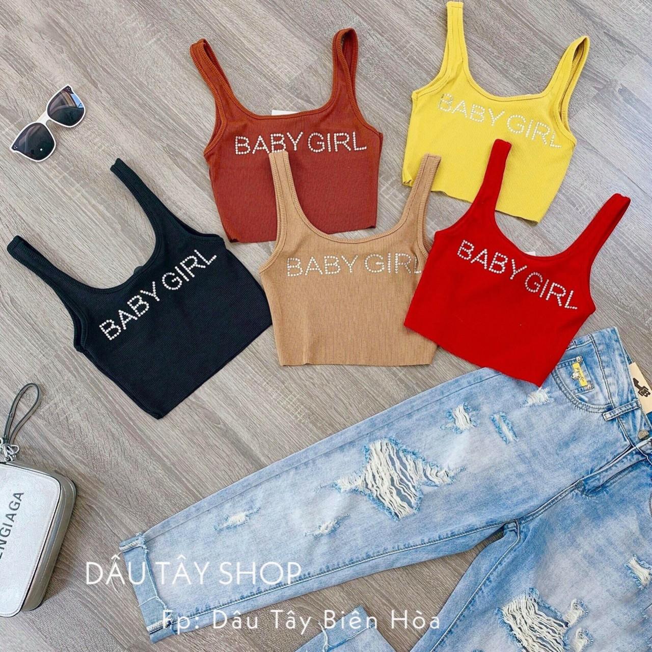 Áo Ba Lỗ Thun Gân Form Croptop In Chữ BABY GIRL Cực Chất TTS0656