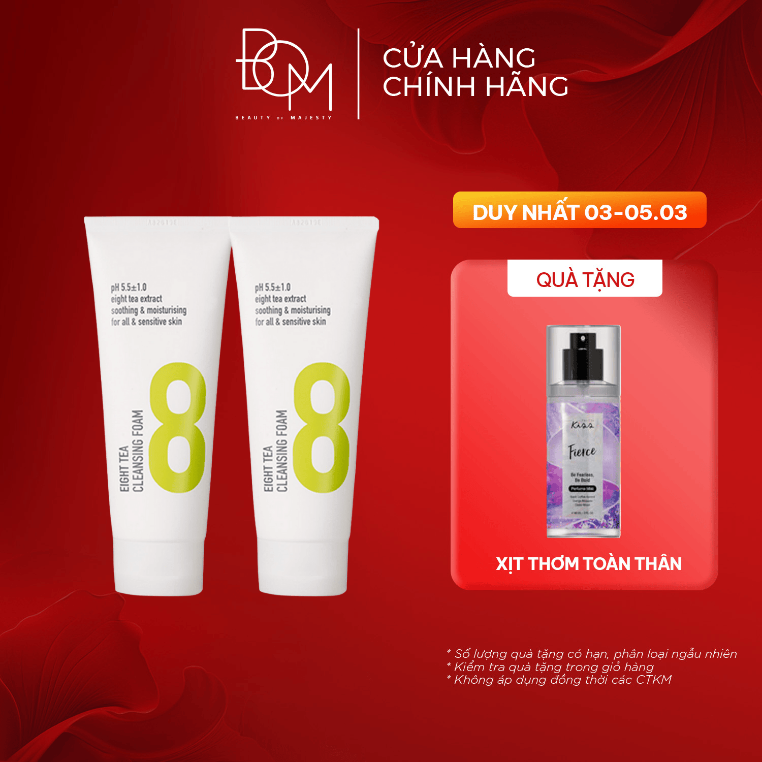 Bộ đôi 2 sữa rửa mặt 8 loại trà Bom Eight Tea Foam