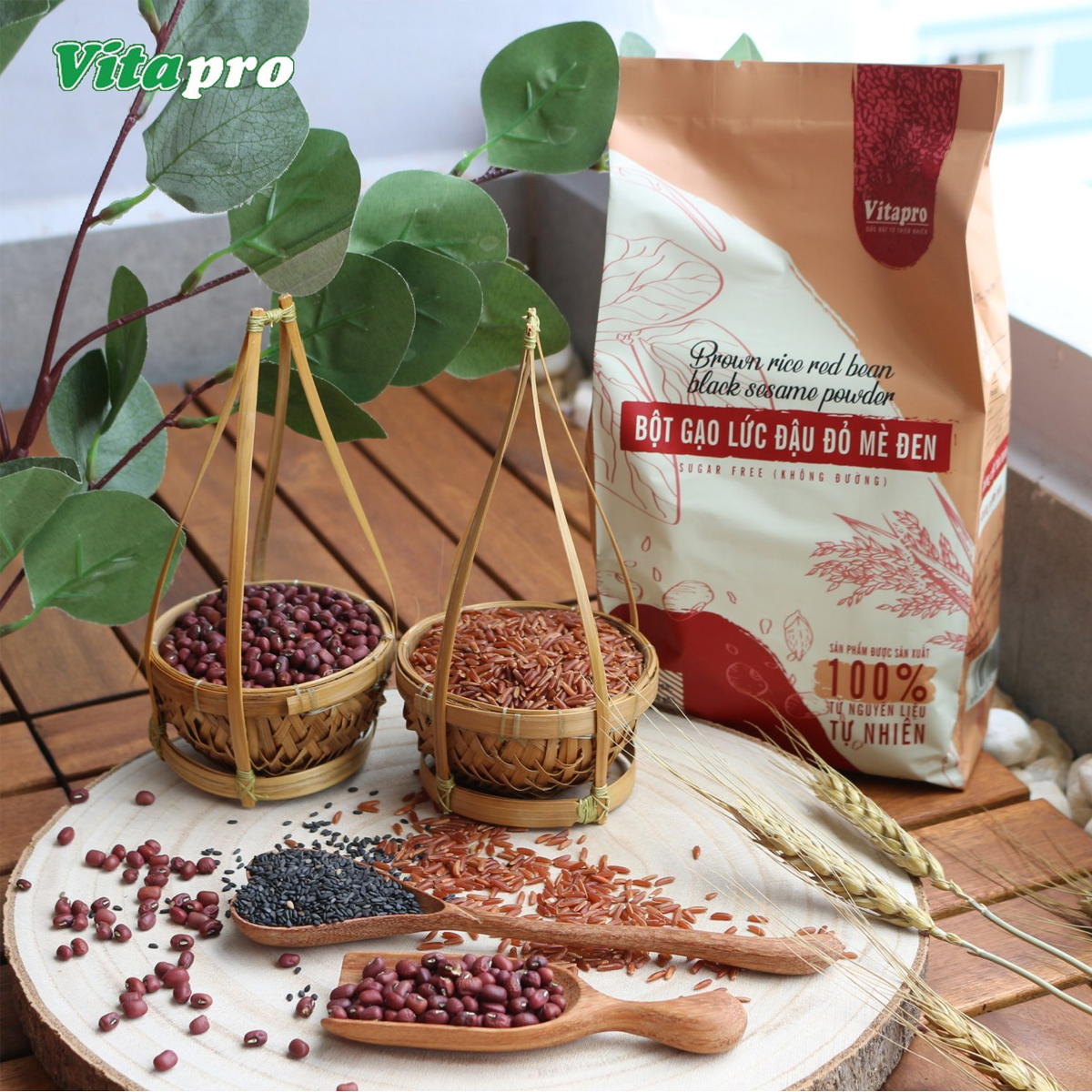 BỘT GẠO LỨT ĐẬU ĐỎ MÈ ĐEN KHÔNG ĐƯỜNG VITAPRO