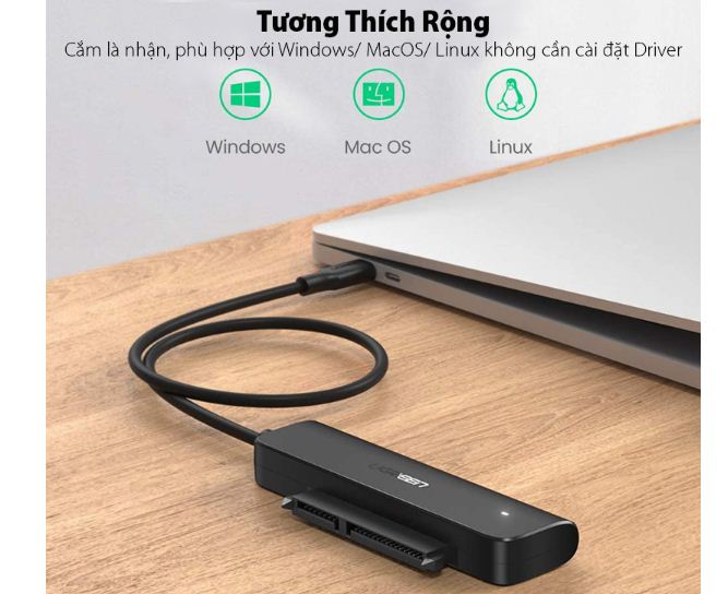 Cáp Chuyển USB Type-C Sang SATA III Ugreen 70610 (Hỗ trợ ổ cứng 2.5 inch HDD SSD) Chính Hãng