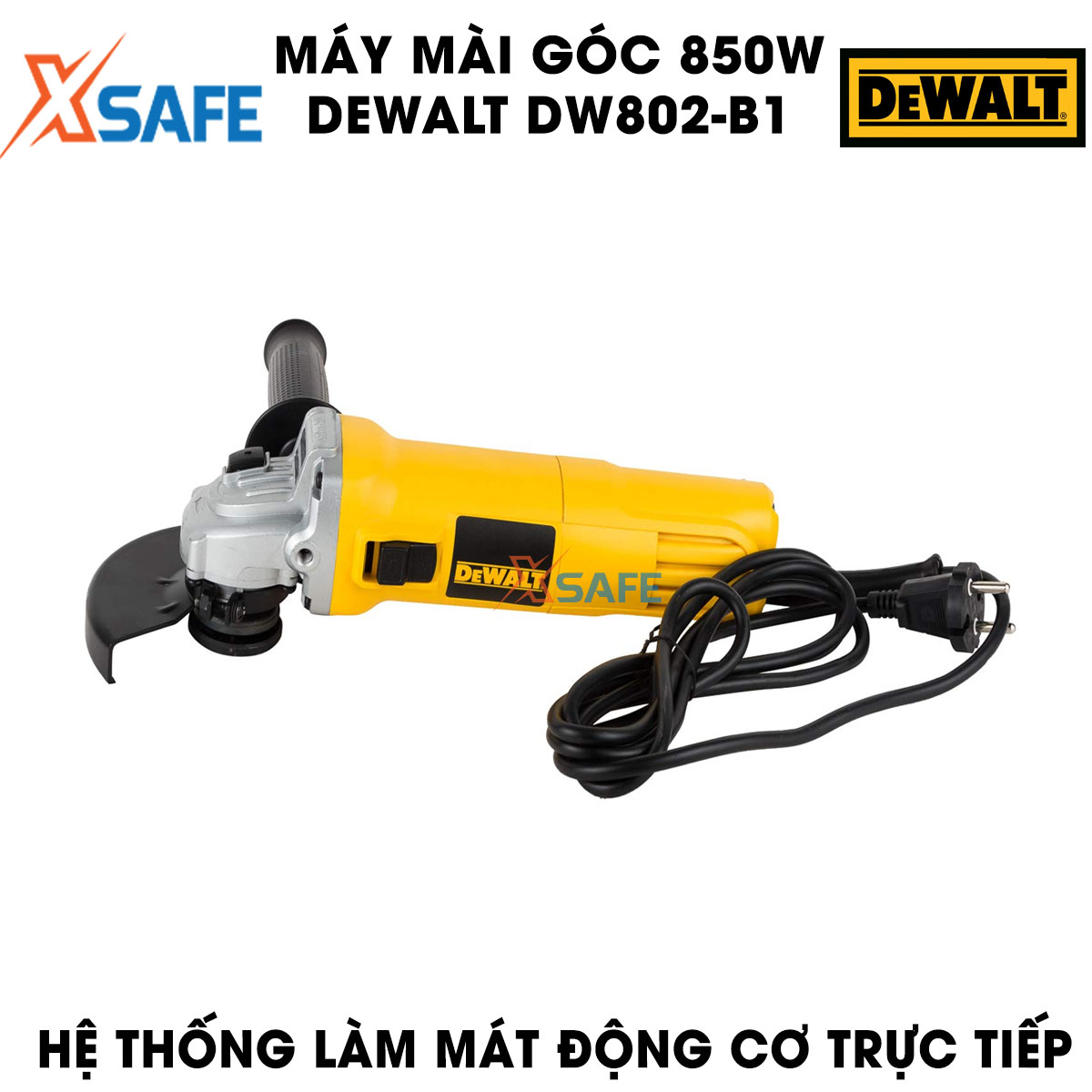 Angle grinder 100mm DeWalt dw802-b1 850W. Angle grinder DeWalt idle speed 11.00/minute, slide switch side camera body and handle for manipulation is fairy, plastic shell high-end-product genuine xsafe