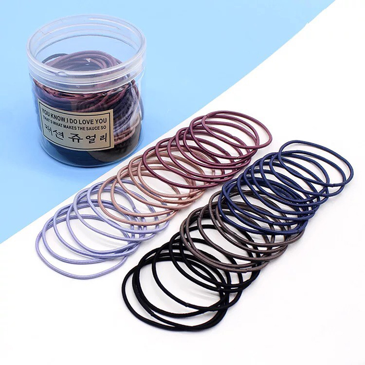 Hộp Đựng 100 Dây Cột Tóc Nhiều Màu