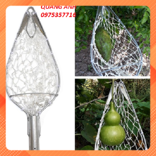 Lồng Hái Trái Cây Inox Cao Cấp | Dụng Cụ Hái Bưởi, Xoài, Mít, Ổi An Toàn | Có Túi Lưới Giữ Trái Chắc Chắn