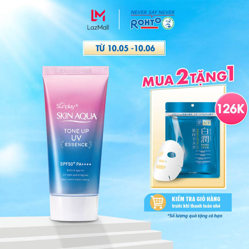 Tinh chất chống nắng nâng tông dành cho da khô/thường Sunplay Skin Aqua Tone Up UV Essence Lavender SPF50+ PA++++ (50g) cao cấp