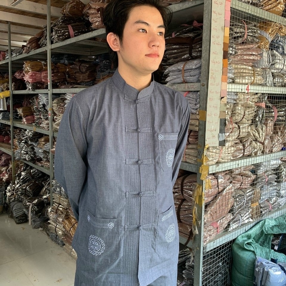 Trang phục truyền thống, Bộ quần áo mặc nhà, Bộ đồ lam nam đi chùa, Quần áo lam Phật tử nam đi chùa