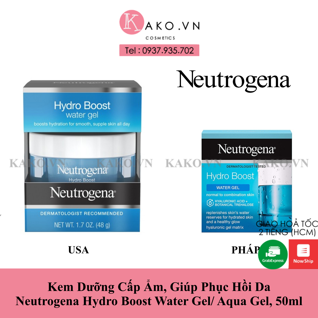 [HCM]( Usa/Uk )Kem Dưỡng Ẩm Neutrogena Hydro Boost 50G