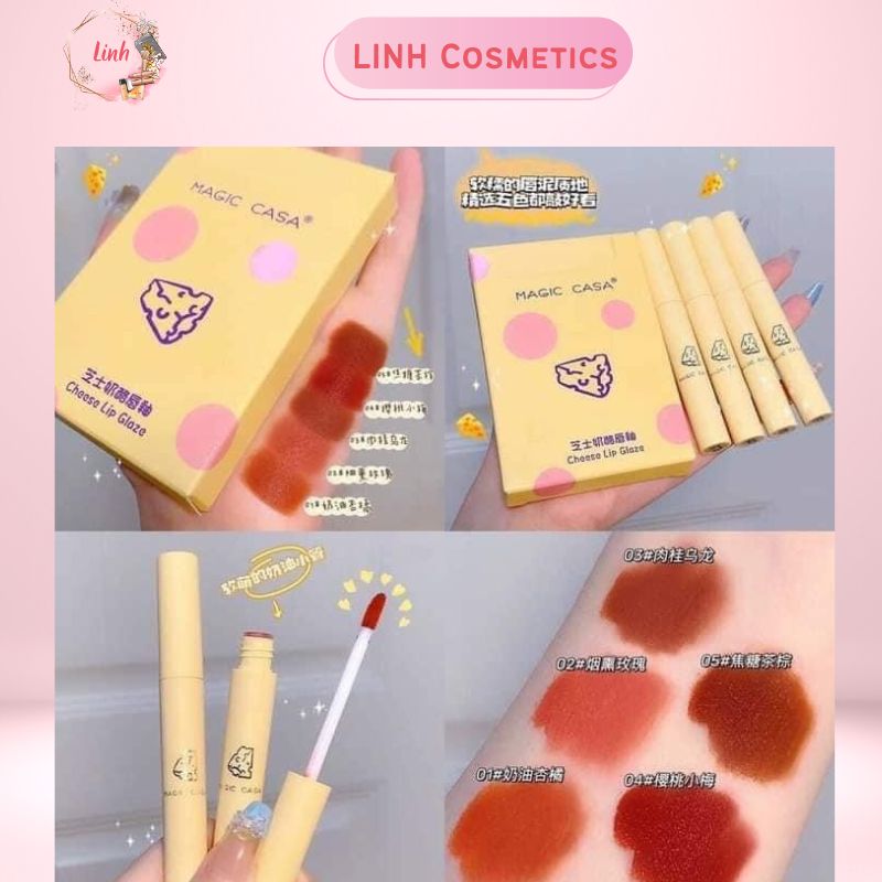 Set 5 Son Kem Lì MAGIC CASA vàng phô mai