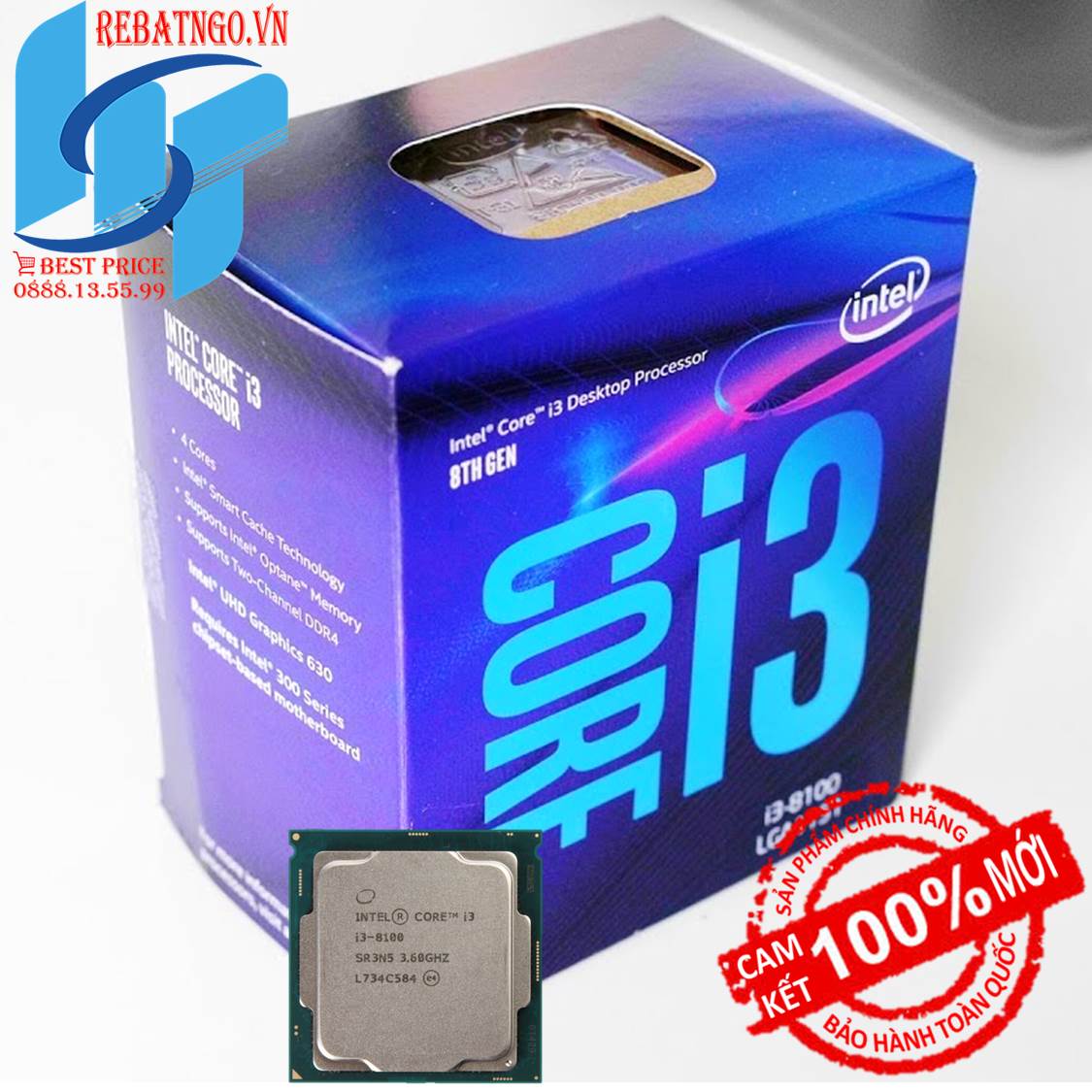 CPU Intel Core I3-8100 (3.6GHz) HỖ TRỢ OPTANE