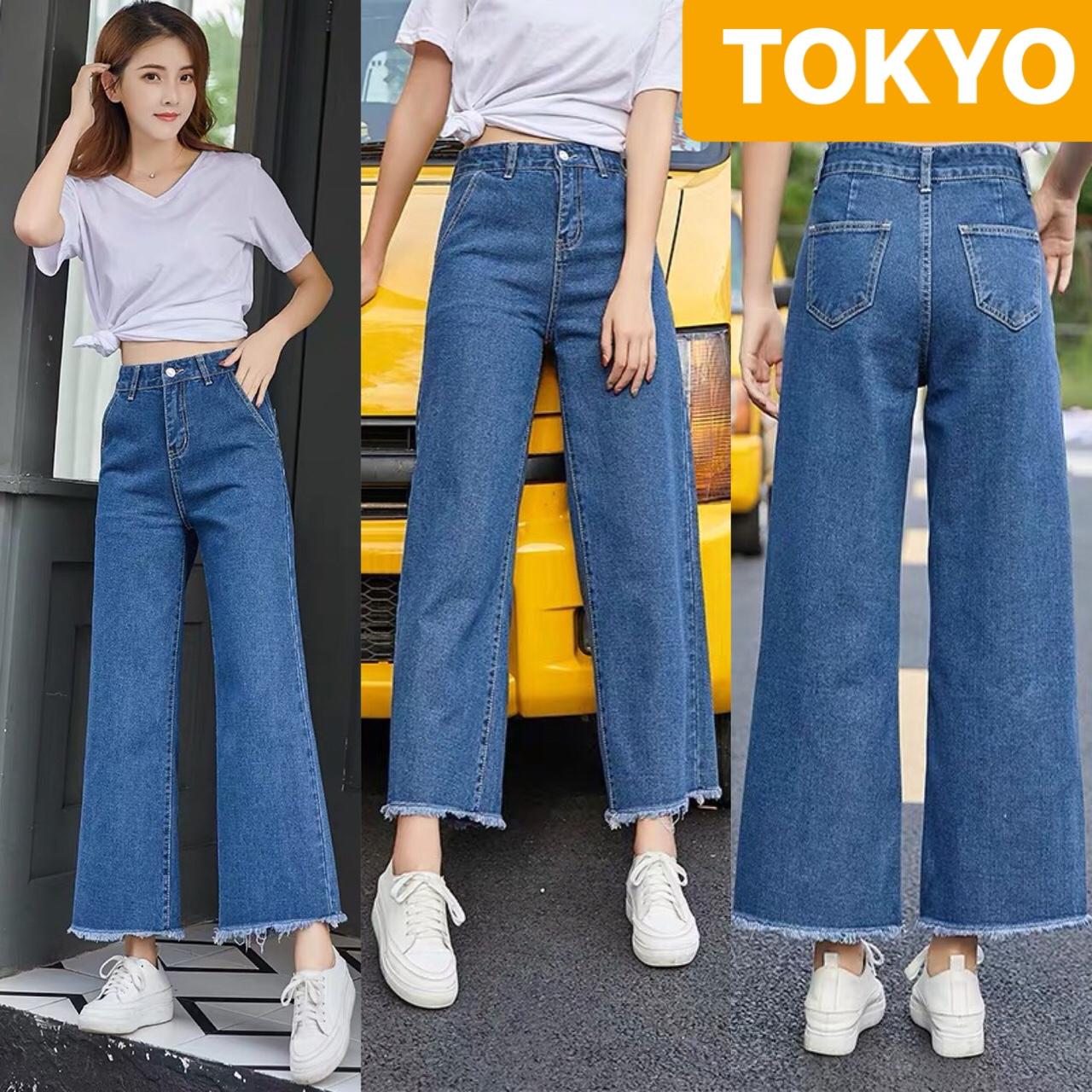 QUẦN JEAN BAGGY NỮ CHẤT BÒ XANH ỐNG LOE RỘNG LƯNG CAO NÂNG MÔNG HOKAIDO 2023 CAO CẤP TOKYO FASHION
