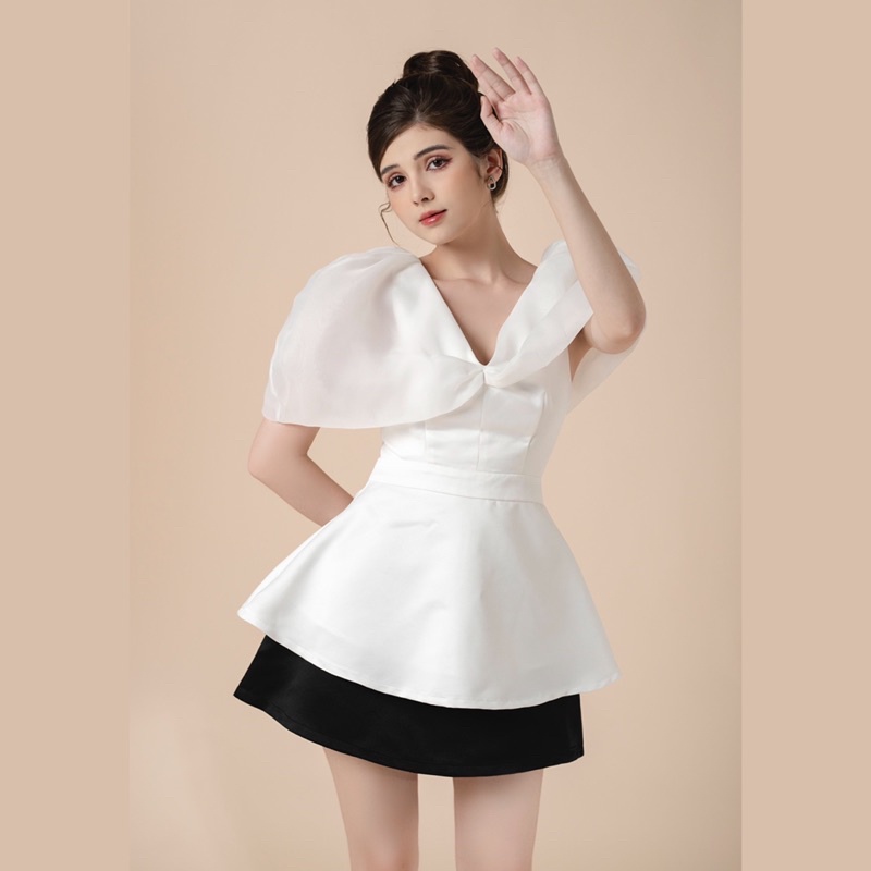 [Mã LAZFASHION42 - giảm 15% đơn từ 349k] ÁO NƠ VOL CHÍT EO TIỂU THƯ - ROSIE TOP