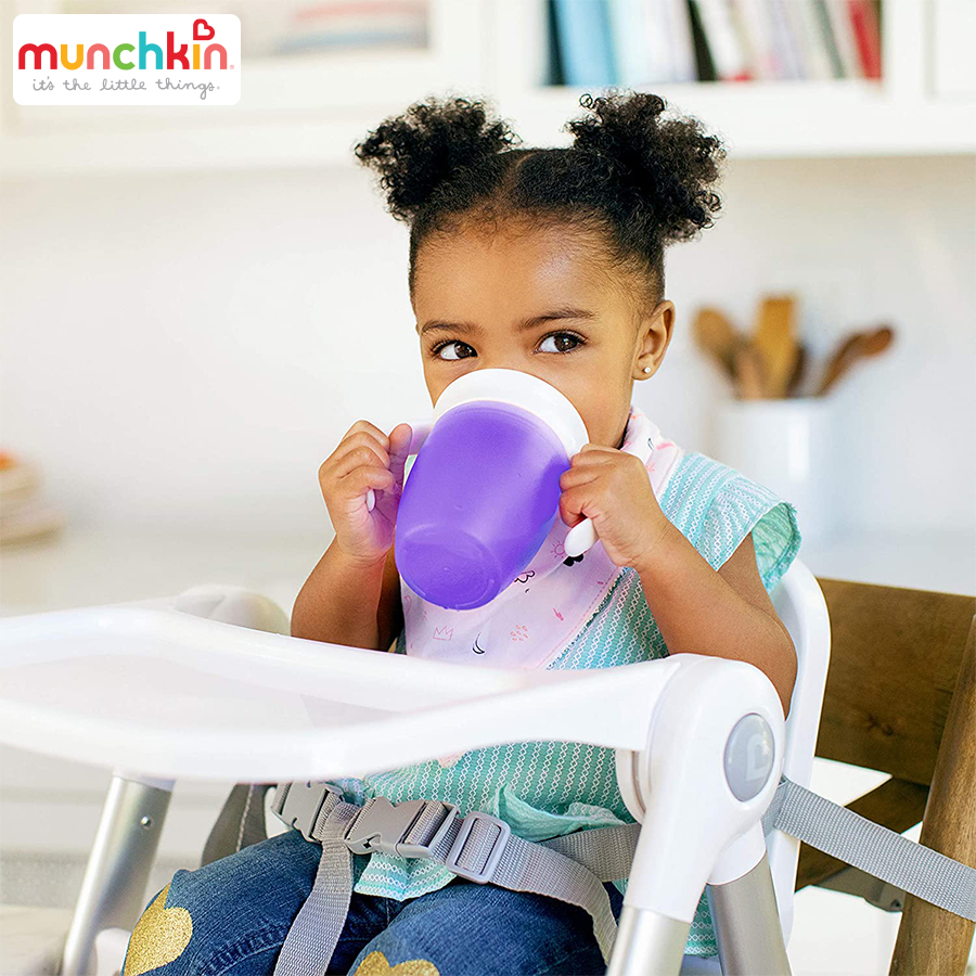 CỐC TẬP UỐNG 360 ĐỘ CHỐNG ĐỔ MUNCHKIN CÓ NẮP (207ML-TÍM)