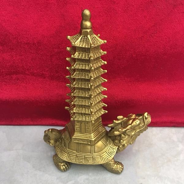 tháp rùa cao 17cm chất liệu đồng