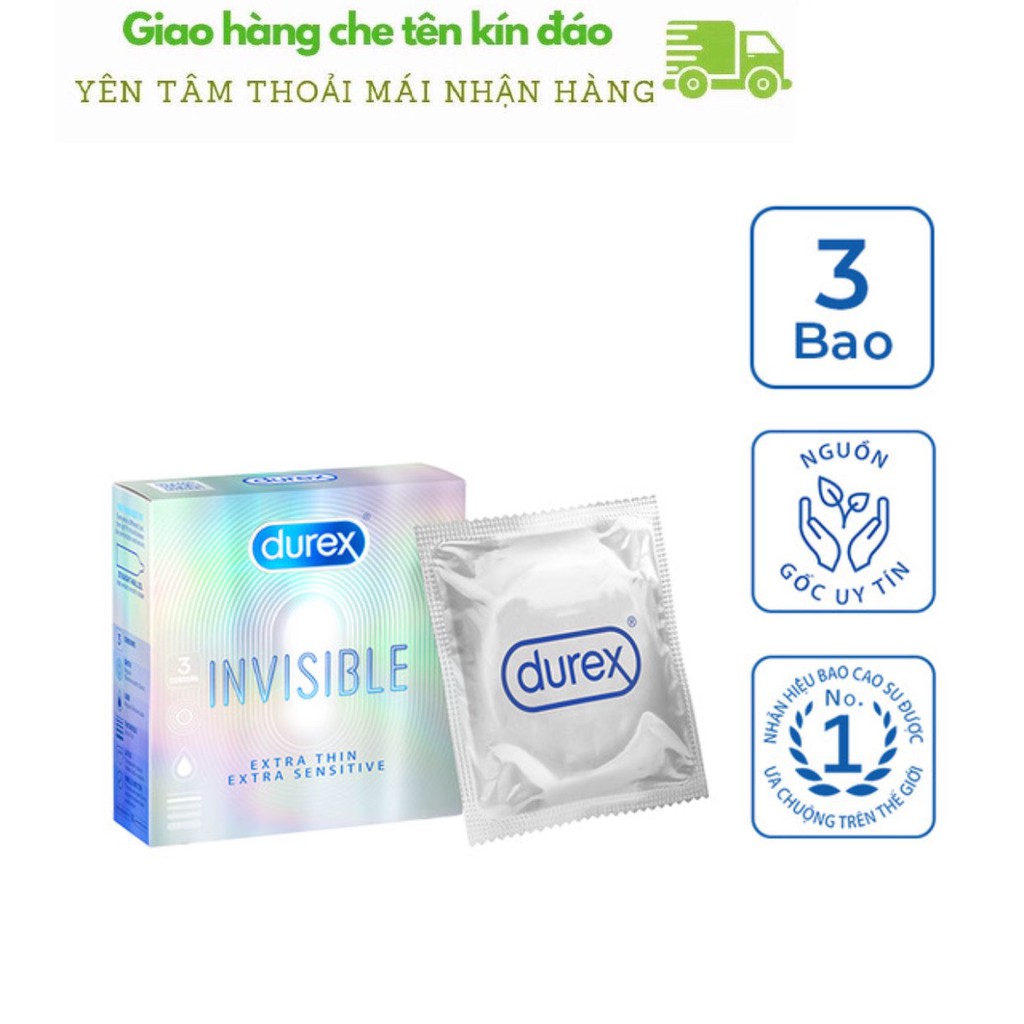 Bao Cao Su Durex Invisible Extra Thin Siêu Mỏng Hộp 3 Chiếc